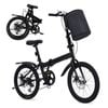 Advwin 20" Folding Bicycle with Shimano 6-Speed, Front & Rear Reflectors & Basket & Bell, Dual Brake System, for City Commuting