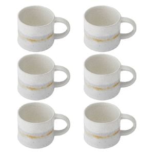 6pk Mikasa Stoneware Mug Dishwasher Microwave Safe Rustic 450ml White Glaze