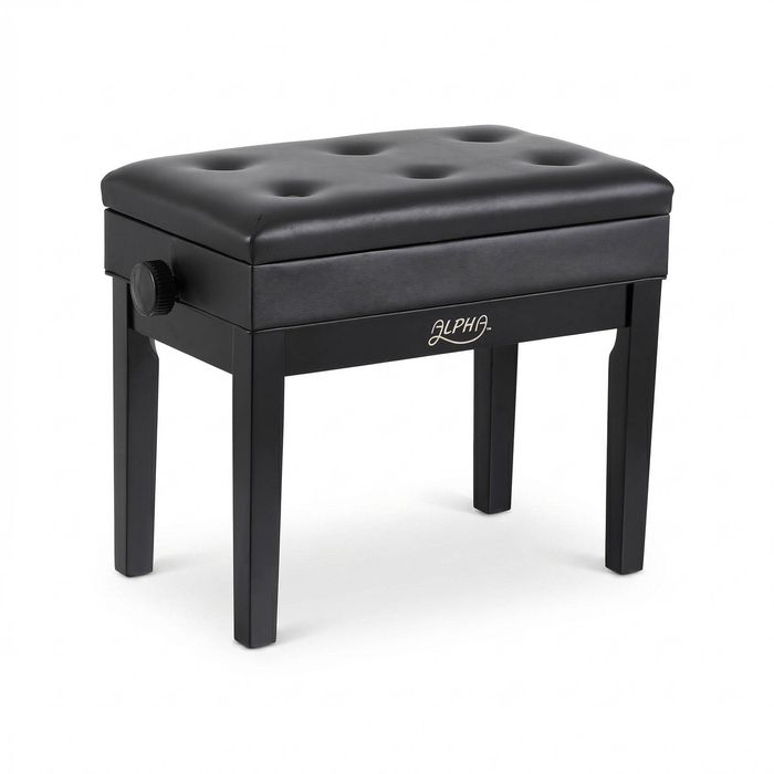 Alpha Adjustable Piano Bench Wooden Keyboard Seat Padded Music Chair Black