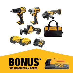 DeWALT 18V XR 5.0Ah 4 Piece Combo Kit DCZ409P2-XE