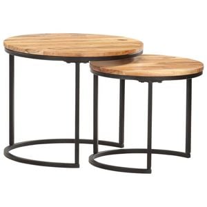 vidaXL 2x Solid Wood Acacia Nesting Tables Accent Couch Table Coffee Table