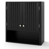 Costway Wall Mounted Cupboard Fluted Storage Cabinet Medicine Shelf Black
