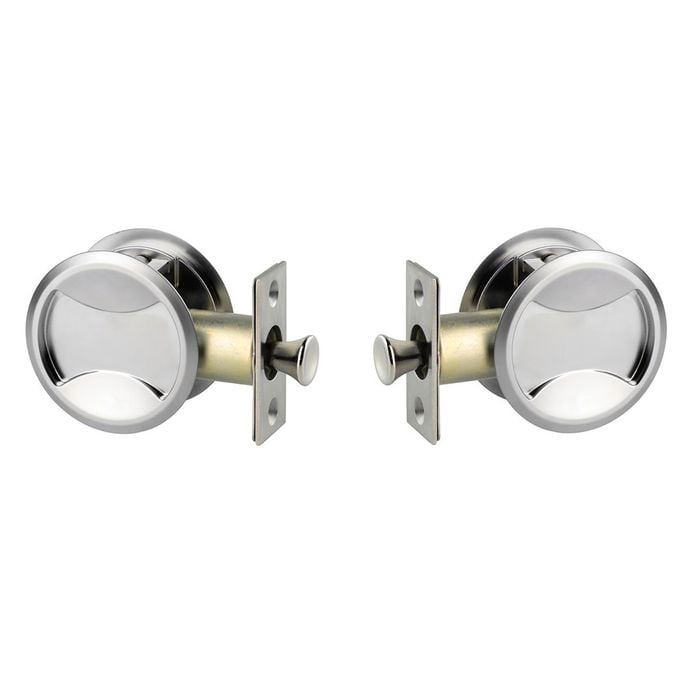Lockwood Satin Chrome Pearl Symmetry Round Passage Cavity Sliding Door Set
