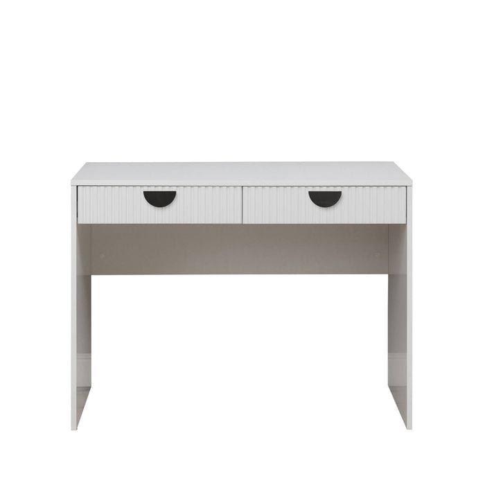 European Cabinetry White Fluted Half Moon Brass Odessa Desk