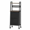 Advwin 54L Laundry Basket with 2-Tier Shelves, Hooks, Laundry Hamper with Wheels, Pull-out and Removable Bag