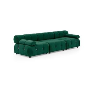 Foret 3 Seater Sofa Modular Arm Seat Tufted Velvet Lounge Couch Chaise Green