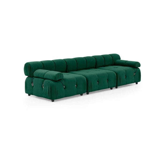 Foret 3 Seater Sofa Modular Arm Seat Tufted Velvet Lounge Couch Chaise Green