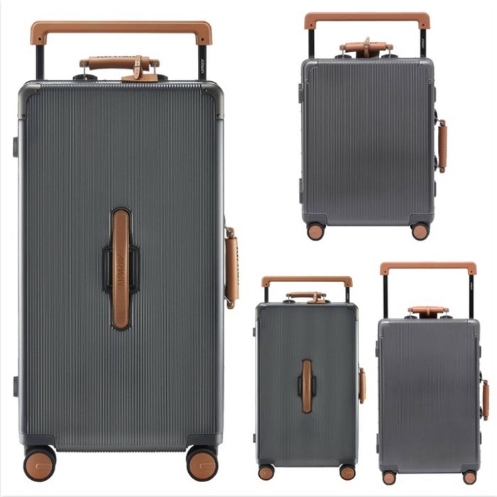 AIRWAY Aluminum Frame Luggage Family Set – 4-Piece Durable Travel Suitcase Collection Black