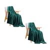 Soga 2x Dark Green Striped Flannel Throw