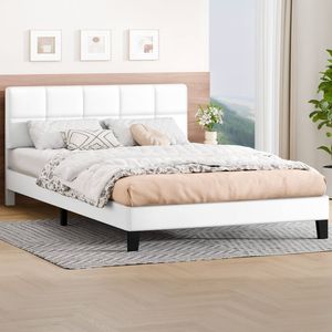 Alfordson Bed Frame Double Size Leather White