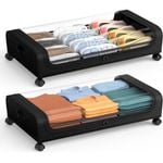 50L Under Bed Storage with Wheels & Lid - Bedroom Organizer (2 Pack)
