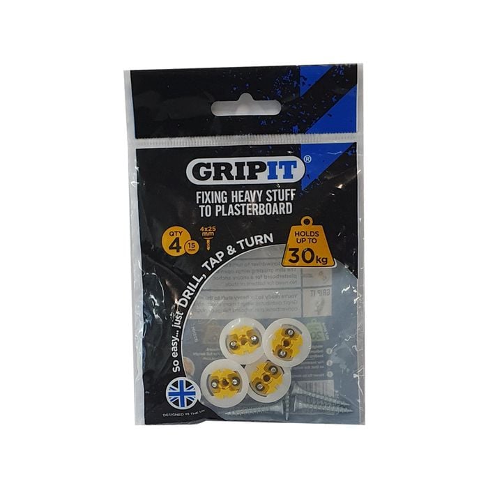 Gripit 15mm Yellow Plasterboard Fixing - 4 Pack 