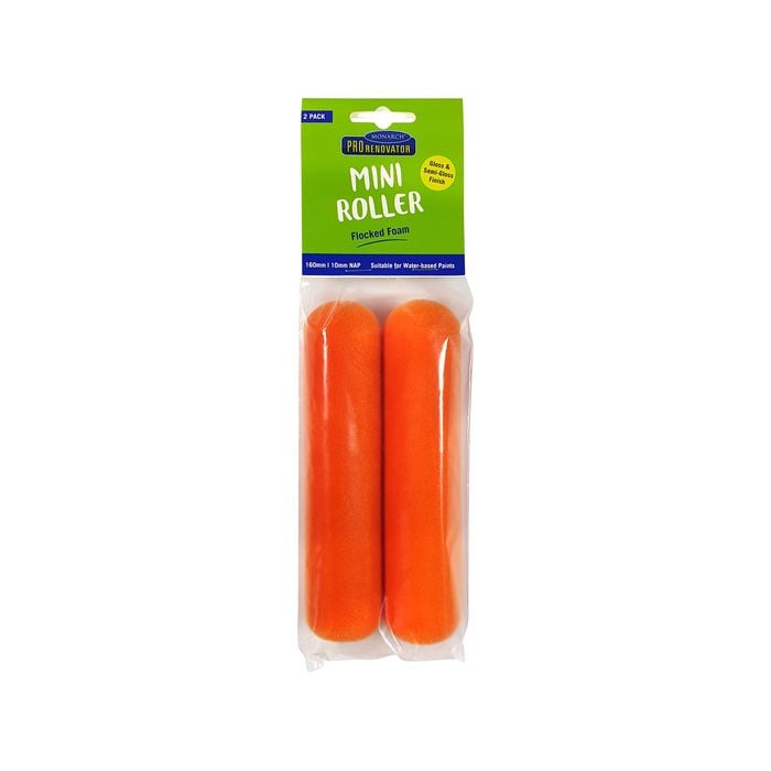 Monarch Pro Renovator 160mm Flocked Foam Mini Roller 2Pk