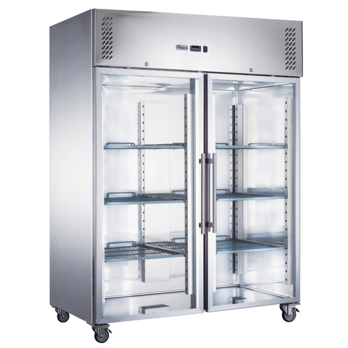 FED-X Stainless Steel Two Full Glass Door Upright Freezer 791L XURF1200G2V