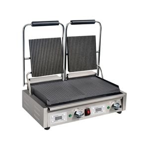 Apuro Double Contact Grill Ribbed Top Plates With Timer - Commercial Sandwich Presses (fc385-a)