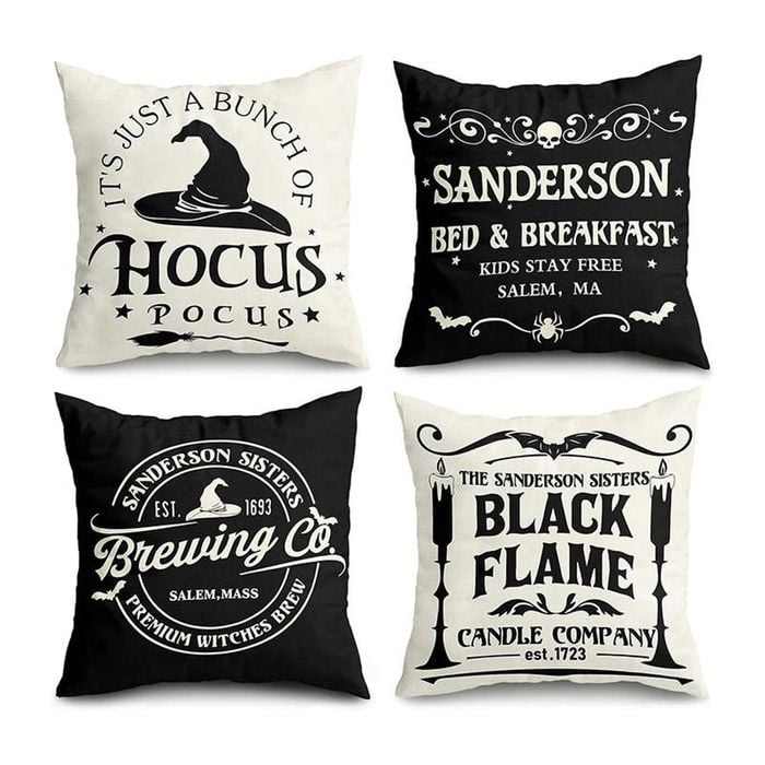Catzon 4 Pcs Scary Throw Pillow Covers Linen Cushion Case for Decor 45X45cm