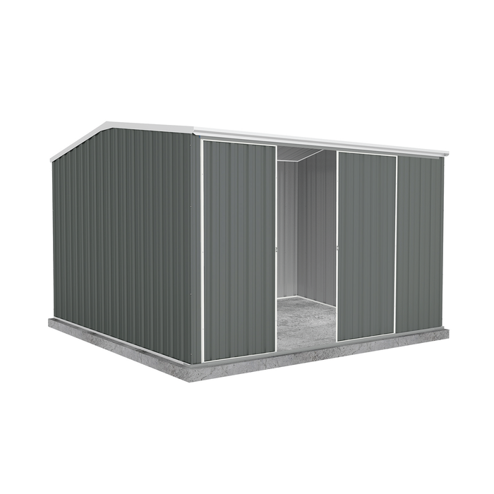 Absco Sheds 3.0 x 3.0 x 2.06m Woodland Grey Ezislider Double Sliding Door Garden Shed