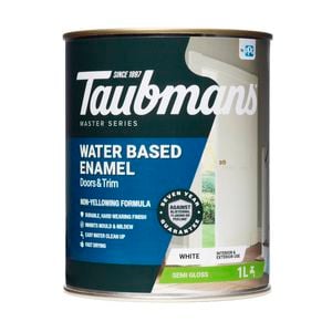 Taubmans 1L White Semi Gloss Water Based Enamel Paint
