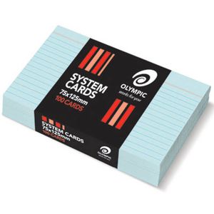 Olympic Ruled System Cards 75x125mm (100pk) (Blue)