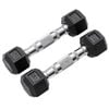 METEOR 1kg Pair Rubber Hex Dumbbells