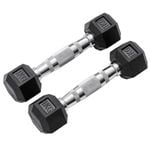 METEOR 1kg Pair Rubber Hex Dumbbells