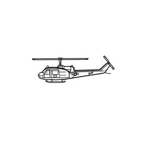 Ignite Laser Bell UH-1 Med Huey - Medical Evacuation Helicopter Silhouette Metal Wall Art Coated Black 47 inch - 120 cm