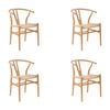 Ark Wishbone 4pc Set Dining Chair Replica Hans Wenger Beech Timber Wood Natural