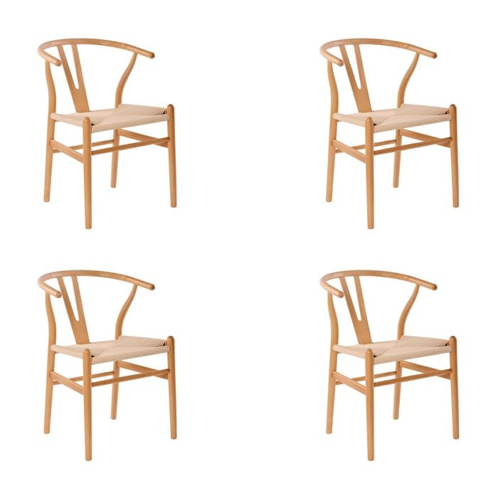 Ark Wishbone 4pc Set Dining Chair Replica Hans Wenger Beech Timber Wood Natural