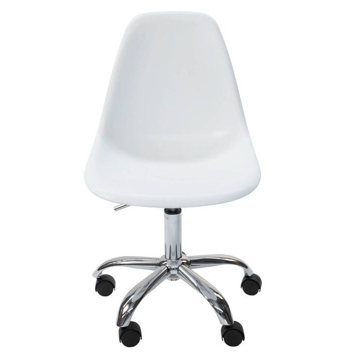 SK Designer Living | Replica Eames DSW Plastic Office Chair Swivel Desk Chair - White