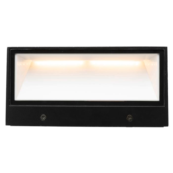 Brilliant 12W LED Black Hayes Exterior Wall Light Bunnings Australia