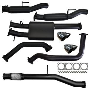 Chevrolet Silverado 1500 Exhaust 6.2L V8 Cat Back Single 3.5 to 3" Dual With Rear Hotdogs Black Chrome Tips 409 Stainless Steel