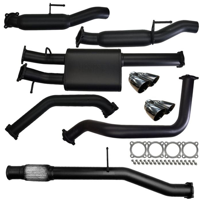 Chevrolet Silverado 1500 Exhaust 6.2L V8 Cat Back Single 3.5 to 3" Dual With Rear Hotdogs Black Chrome Tips 409 Stainless Steel
