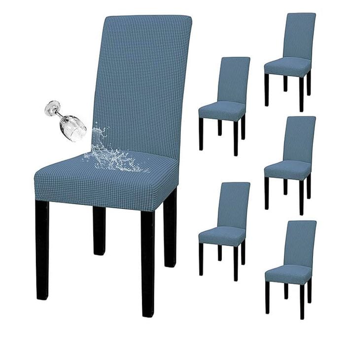 Catzon 6 Pcs Dining Chair Covers Waterproof Stretch-Dusty Blue