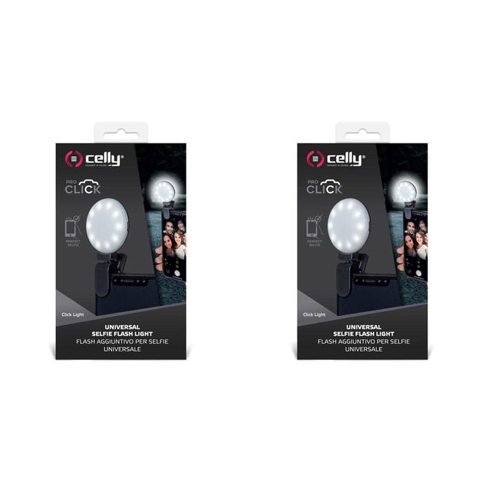 2PK Celly Click Universal Phone Selfie Light w/ 3 Tones Black