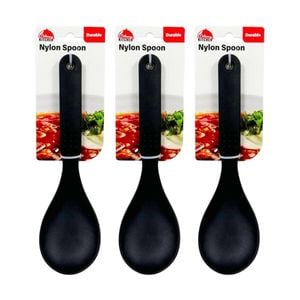 3PK Culinary Kitchen Nylon Spoon W/ Hanging Hole Cooking Utensil Black
