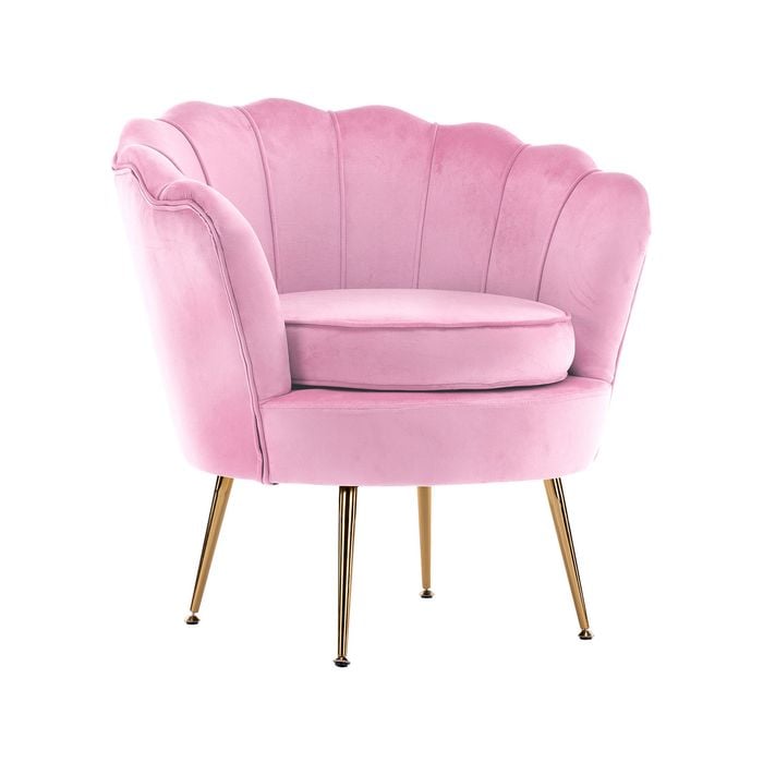 La Bella Shell Scallop Pink Armchair Lounge Chair Accent Velvet