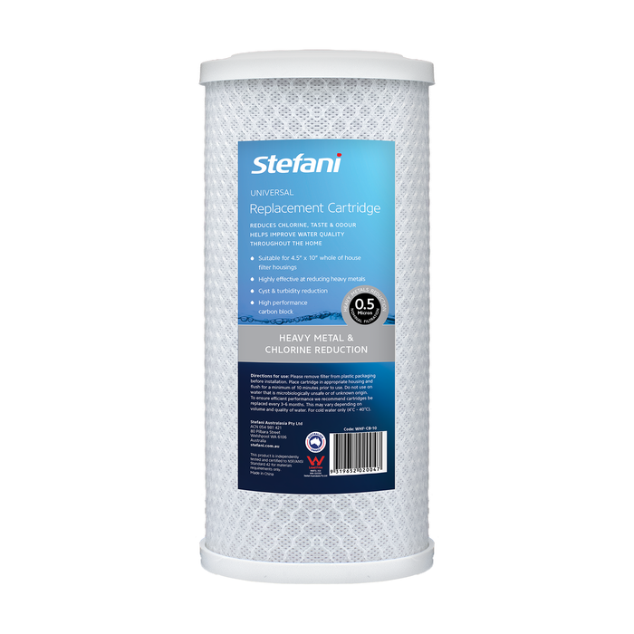 Stefani 0.5 Micron 4.5 x 10" Carbon Block Whole Of House Replacement Water Filter Cartridge