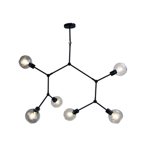 Oriel Lighting Padua Contemporary Clear Glass Pendant Light - Matt Black 170cm