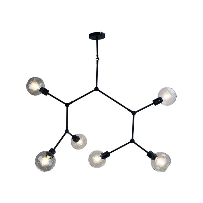 Oriel Lighting Padua Contemporary Clear Glass Pendant Light - Matt Black 170cm