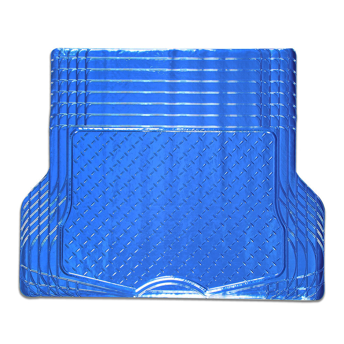 MyCar Aluminium Look Boot Mat Blue Rubber