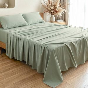 Bianca Fletcher 170gsm Cotton  Flannelette Sheet/Pillowcase Sage Single Bed