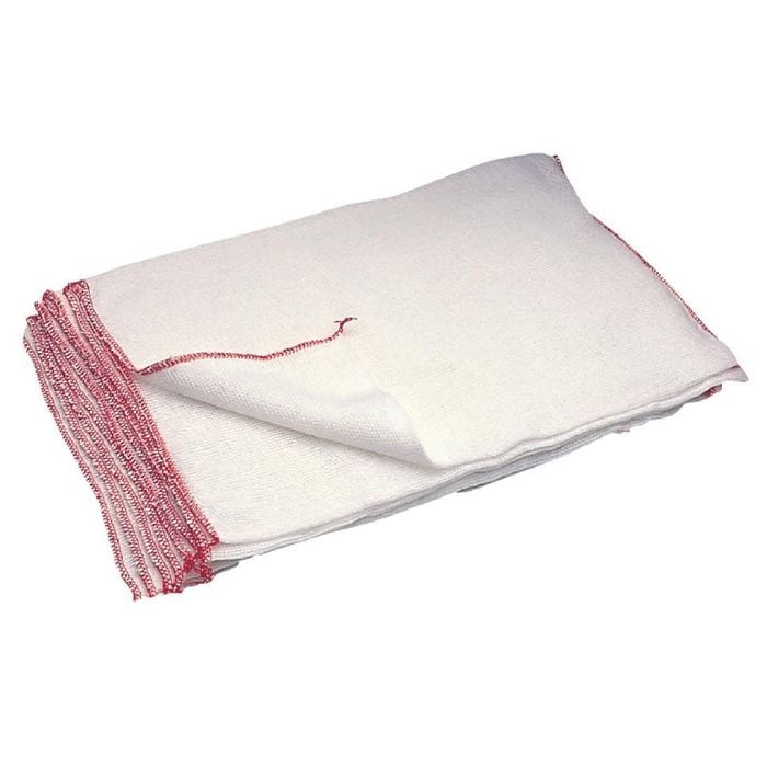 Jantex Dish Cloths Super Absorbent Bleached White With Red Trim 406x254mm 10 Pack