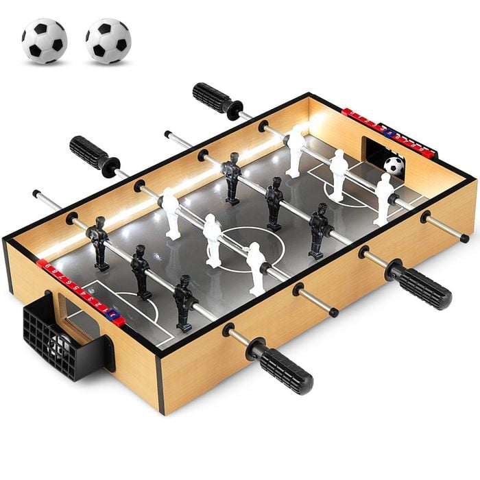 Costway 60cm LED Tabletop Foosball Game Table Soccer Arcade Table w/2 Balls