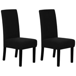 Smarcute Jacquard Stretch Removable Dining Chair Cover Set Of 2 Black