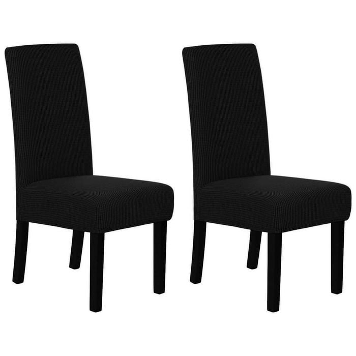Smarcute Jacquard Stretch Removable Dining Chair Cover Set Of 2 Black