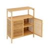 Costway Bamboo Floor Cupboard Shoes Storage Cabinet Storage Organizer w/Shutter Doors