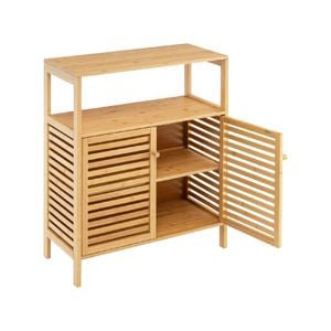 Costway Bamboo Floor Cupboard Shoes Storage Cabinet Storage Organizer w/Shutter Doors