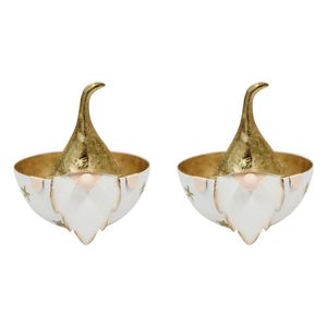 2PK LVD Metal Santa Bowl Large Home/Living Room Christmas Display Decor 16x15cm