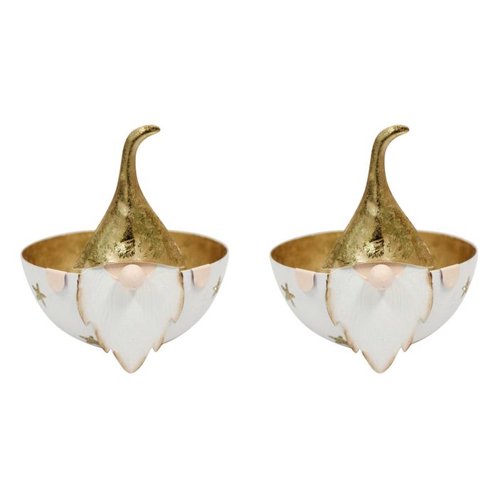 2PK LVD Metal Santa Bowl Large Home/Living Room Christmas Display Decor 16x15cm