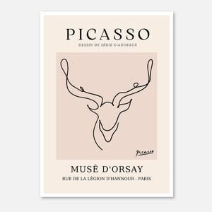 Galrie Elegant Minimalist Art Print of Picasso's Animal Drawings, Poster Only, A1 60 x 84cm (23 x 33inch)